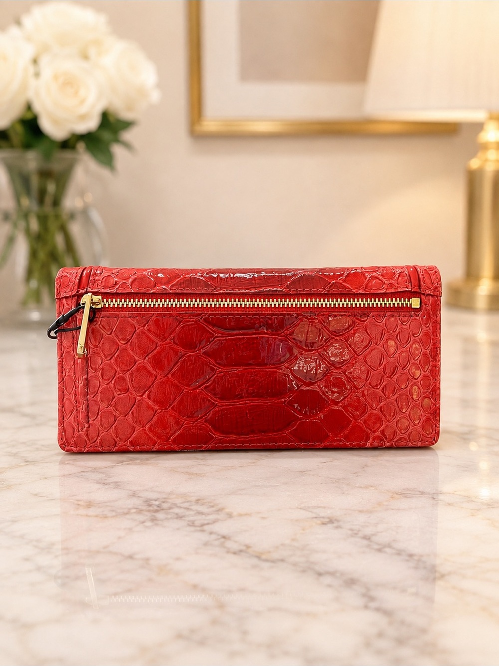 NWT, Brahmin Flame Calimero Red Genuine Leather Wallet - Picture 4 of 4